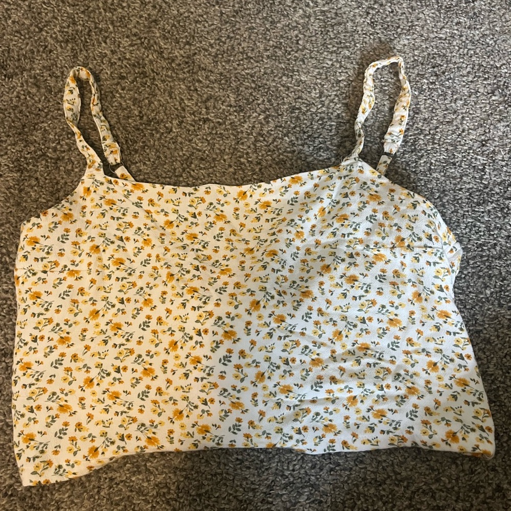 Yellow flower top with tie back